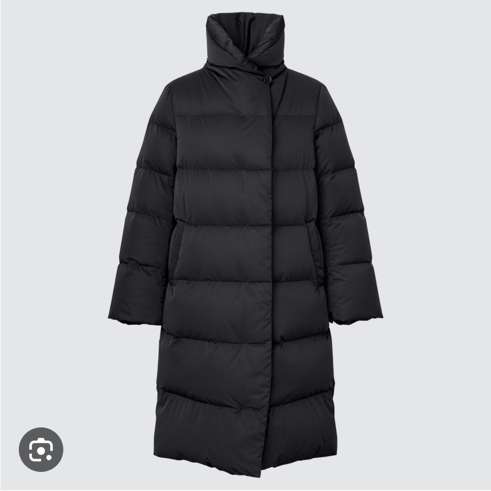 Uniqlo Black Powder Feel Long Down Coat